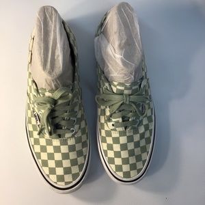 Green white checkered vans skateboard shoes 10.5